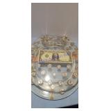 COINS AND DOLLAR BILL MONEY TOILET SEAT, RESIN