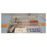 Coin collectors box with coins