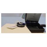 black stainless Steel ring single, centrally set