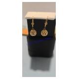 14k Yellow Gold Carved And Textured Ball Drop