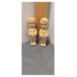 Lot of 2 Frozen Charlotte 3.5' composition dolls.