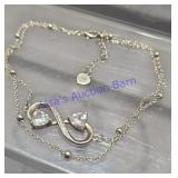 Sterling Silver Ankle Bracelet Diamonds