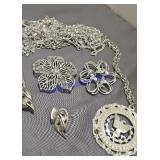 Large Brooches  Clipon Earrings  Necklace Signed