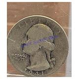 1941 Washington Silver Quarter