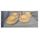 Pottery by Levine ceramic cup built in saucers