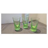 3 vintage depression-era shot glass made from