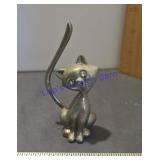Vintage Silver-tone Metal Cat  Ring Holder