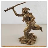 Franklin Mint Pewter Statue Cheyenne Brave Ponter