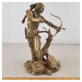 Franklin Mint Pewter Statue Sioux Hunter Ponter