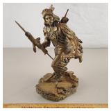 Franklin Mint Pewter Statue Crow Scout Ponter