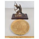 Native American Statue & Plate