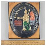 Cast Iron Charleston Fire Ins Plaque on Wood
