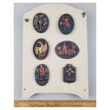 Cast Iron Firemen Plaques Mounted on Wood