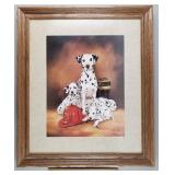 Framed Picture Dalmatians w/ Fire Helmet