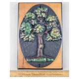Fire Mark Cast Iron Plaque on Wood 8 x 12"