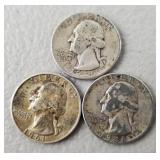 3ct Silver Quarters 1941, 1946, 1961