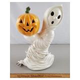 Ceramic Ghost w/ Pumpkin 12" H Halloween