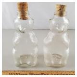 2ct Vintage Glass Bear Bottles