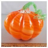 Art Glass Pumpkin 5" H