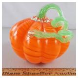 Art Glass Pumpkin 5" H