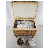 Sewing Basket w/ Contents & Buttons