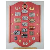 Fireman Collectibles Mounted on Wood