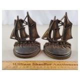 Cast Iron Sail Ship Bookends 5 & 3/4" H Cast Iron Sail Ship Bookends 5 & 3/4" H