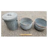Vintage Galvanized Trash Can & Buckets Vintage Galvanized Trash Can & Buckets