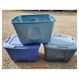 3ct Plastic Totes - 1 No Lid 3ct Plastic Totes - 1 No Lid