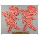 Vintage Melted Plastic Popcorn Cupids 20" H Vintage Melted Plastic Popcorn Cupids 20" H