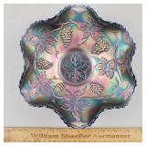 Fenton Blue Carnival Glass Bowl Vintage 8 & 1/2"W