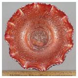 Fenton Red Carnival Glass Bowl Persian Medallion