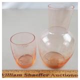 Pink Depression Glass Tumble Up 2pc Etched