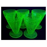 Green Depression Glass Tumblers Uranium Cherry