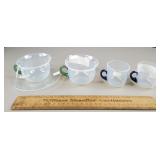 Antique Fry Glass Opalescent Cups & Saucer