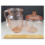Pink Depression Princess Pitcher & Jar
