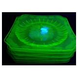 Green Depression Adam Plates Uranium 7 & 3/4"