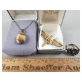 Sterling Silver Locket, Ring & Airforce Pin