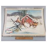 Vintage Schmidts Beer Cardboard Sign Deer Buck