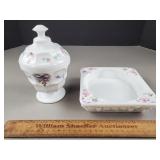 Westmoreland Roses & Bows HP Ashtray & Dish
