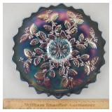 Fenton Blue Carnival Glass Holly Plate 10 & 1/2"W