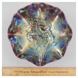 Old Imperial Glass Carnival Bowl Pansy 8 & 3/4"W