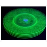 Green Depression Glass Plates Uranium 8 & 1/2"