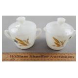 Vintage Fire King Wheat Sugar & Creamer