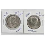 2ct 1964 Kennedy Silver Half Dollars