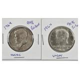 2ct 1964 Kennedy Silver Half Dollars
