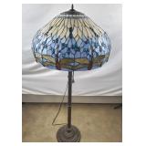 Floor Lamp w/ Dragonfly Slag Glass Shade 56" H