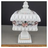 Westmoreland Glass Roses & Bows HP Candy Dish