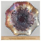 Northwood Carnival Glass Bowl Wild Strawberry