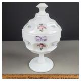 Westmoreland Glass Roses & Bows Candy Dish